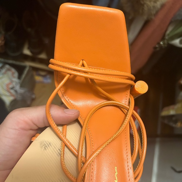 EGO orange lace up block heels - Picture 5 of 7